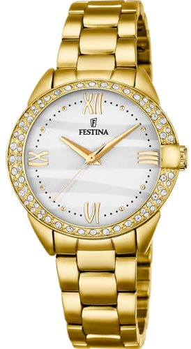 Festina Damenuhr F20685/1 Outlet Gehäuse aus Edelstahl 316L Gold Armband aus Edelstahl 316L Gold, silber, Armband