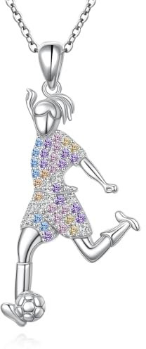 Flyow Collier de football en argent sterling 925 - Pendentif de football - Coupe du monde - Cadeau olympique, Argent sterling