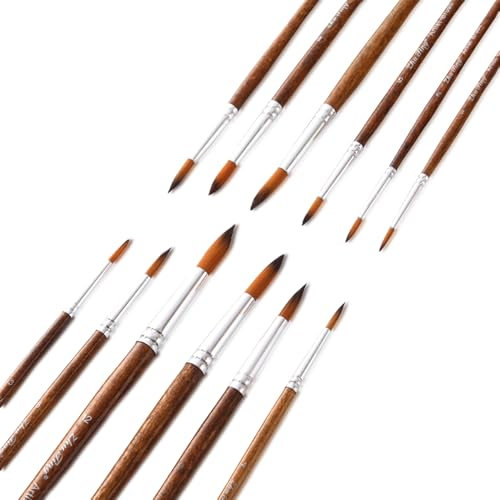 12 Stück Pinselset Schule 1. Klasse,Pinsel Set Borstenpinsel Haarpinsel Paint Brushes Künstler Acrylfarben Brush Nylon Künstlerpinsel Rundpinsel Acrylmalerei Aquarell Art Flachpinsel für Acryl Malen