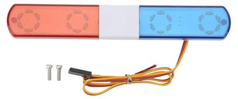 RC Polizeilicht, 145x22x12mm 4,8-6V Kunststoff RC Auto Polizei Blinklampe LED Stroboskoplichter Warnleuchte Rotierendes Blinklicht Feuerwehr Krankenwagen Autobeleuchtung Für 1/8 1/10 Modellautos