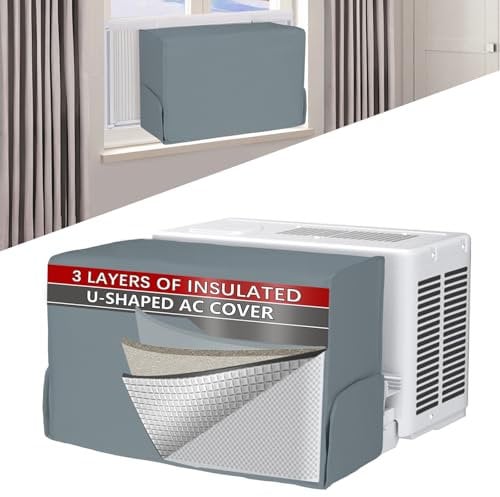 Innen-Klimaanlagenabdeckung für Midea U-förmige Fensterklimaanlage 8000/10000/120000 BTU, 3-lagige Isolierung mit Aluminiumfolie, AC-Abdeckung für Midea, Fenster-Klimaanlagenabdeckung innen, Grau