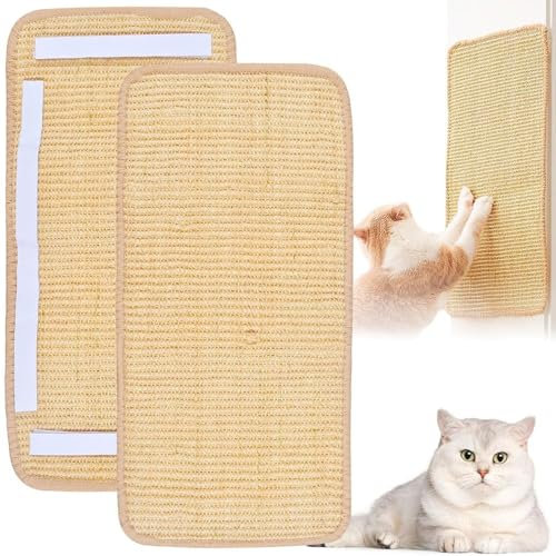 para Pared y Esquina, 2pcs Alfombra Rascador para Gatos,de sisal Resistente a los Muebles de Gatos, 50x25cm Rascador de Gatos para Gatos Interiores, Protege Muebles y Esquina