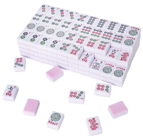 TIASUSAN American Mahjong Spielstein-Set mit 166 rosa Rückplättchen (3,0 cm, nur Kacheln), Mah Jongg Spielset