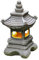 Blogiiup Linterna de Piedra Japonesa, lámpara de jardín energía Solar Torre de Linterna Adornos Decorativos Adornos de jardín Patio de Resina lámpara Solar de artefacto, Estatua de jardín de Pagoda