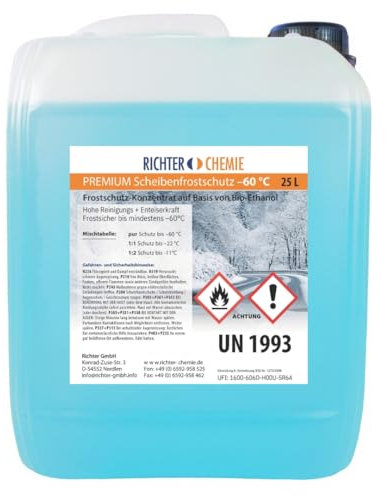 Richter Chemie | 25 Liter Premium Scheibenfrostschutz | -60°C Wischwasser Fertigmix Auto Scheibenwaschanlage 1 x 25LKanister
