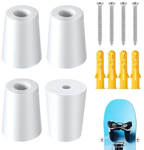 4stk Ski Vertikal Wandhalterung, Ski Wandhalterung Ski Board Wandhalterung mit Schrauben Spreizankern zur Sicheren Aufbewahrung und Präsentation Ihrer Skier Snowboards(Weiß)
