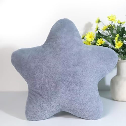 Gluhbirnen Kuschelkissen Kinder, Kissen Stern, Stern Kuscheltier, Kuschelkissen Flauschig, Kuschelkissen Kinder, Weiche Flauschige Sternform Zierkissen Sofakisse für Heimdekoration, Grau, 40CM