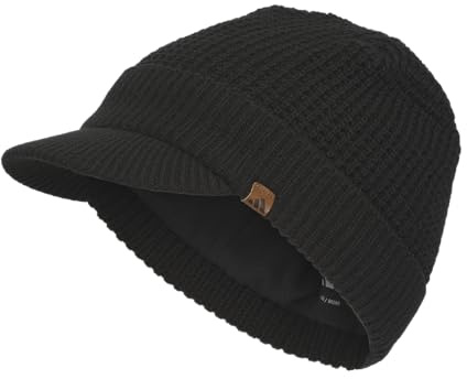 adidas Men's Griggs Knit Brimmer Standard Fit Beanie Warm Fleece Lined Winter Style With Visor Cold Weather Hat