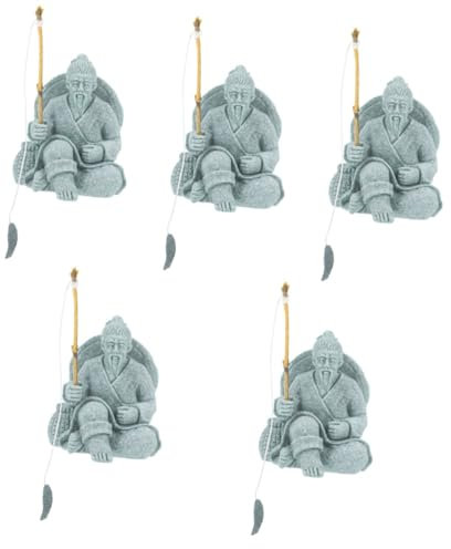 Kisangel 5 Teiliges Fischerfiguren Set Angelfigur Zen Garten Set Figur Aquarium Kies Miniaturen Terrarium Set Sandkasten Strandspielzeug Statue Sand Und Wassertisch