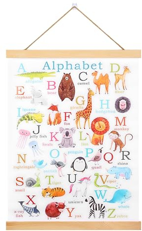 YiliYa ABC Poster für Kinder,Lernposter Schreiben Alphabet Zahlen | Kinderzimmer-Poster Geschenk zur Wanddeko für Einschulung Kindergarten Grundschule Vorschule 30x40 cm