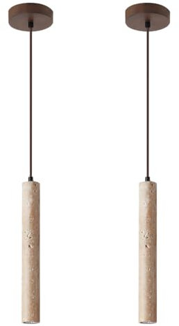 YUPIN Retro Huangdong-Stein Vintage Pendelleuchte Wabi-sabi Stil Stein Kopfende Des Bettes Pendellempe G9 Rustik Hängeleuchte Lampen Für Schlafzimmer KITCHEN ISLAND Wohnzimmer Restaurant Leuchte(2-lig