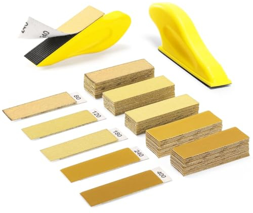 50 Stück Schleifpapier mit 90x27 mm Schleifklotz Set Manueller Schleifklotz | Handschleifer 5 Schleifpapier größen Nassschleifpapier Set für DIY Holzarbeit Basteln und Möbelrestaurierung