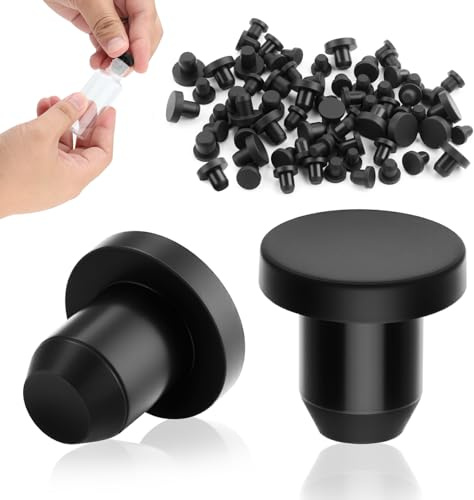 mawmuaw 50 Stk Gummistopfen 5 mm Gummipfropfen Schwarz Silikonstopfen Rund Verschlussstopfen Weicher Flexibler Gummi Stopfen Wasserdicht Gummistöpsel Lochstopfen für Flaschen mit 4.8 mm Loch Möbeln