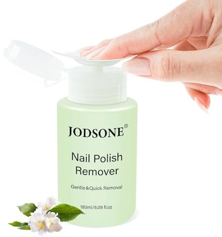 JODSONE Solvente per unghie senza acetone, 180 ml, profumo di gelsomino, delicato e delicato sulle unghie, con vitamina E & aloe, pompa a pressione, facile rimozione giornaliera dello smalto normale
