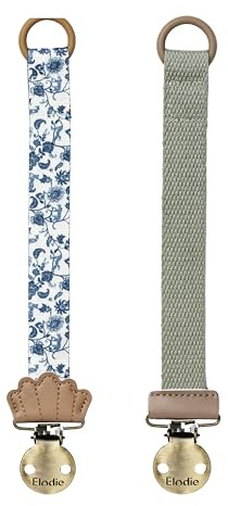 Elodie Details Schnullerclip – Nachhaltige Schnullerkette mit Clip – BPA-freier Schnullerhalter aus recyceltem Polyester – Schnullerband für Jungen & Mädchen – 2er Pack – Garden Leo/Hazy Jade