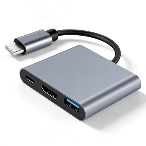 Lizoak USB C to HDMI Adapter, Type C to HDMI Digital AV Multiport Adapter, 4K@60Hz Video & USB 3.0 & PD 100W, Compatible with i-Phone, i-Pad, MacBook, HDTV, Monitor, Projector