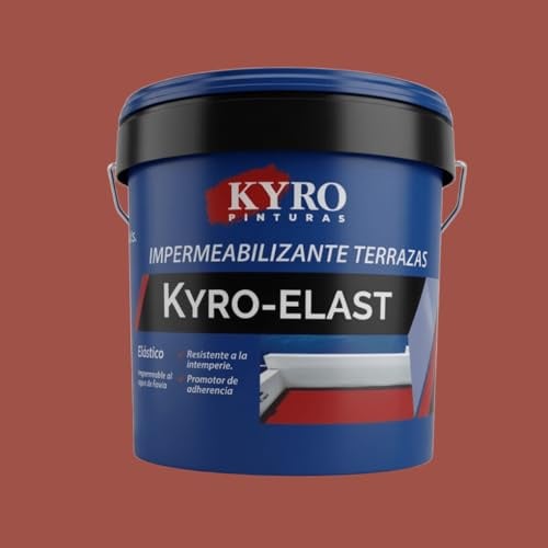 KYRO PINTURAS - Membrana de Poliuretano al Agua - Impermeabilizante de Alta Resistencia para Terrazas, Tejados - Rojo, Gris, Blanca, Transparente - 14L, 4L y 750ml (Rojo, 14 Litros)