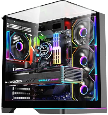 GAMEON Valkyrie X Mid Tower Gaming PC Case Black with 4 Pre-Installed ARGB Fans, Tempered Glass Side Panel, ATX/M-ATX/ITX Support, 360mm Liquid Cooling Ready, High Airflow Gaming Cabinet