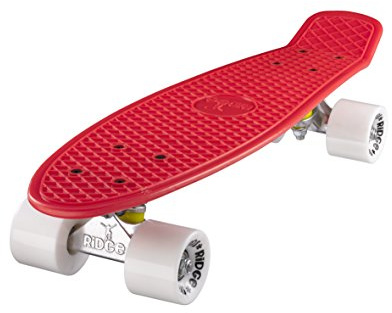 Ridge Skateboard 55 cm Mini Cruiser Retro Stil In M Rollen Komplett U Fertig Montiert Rot Weiss,