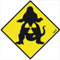 1art1 Panneaux D'Avertissement Zone Dangereuse Godzilla Poster-Sticker Autocollant 9x9 cm