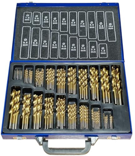 170pc Titanium Coated HSS Drill Bit Sets. 1 to 10mm & 1.5-9.5mm set. Tackle a wide range of materials from Metal, Woods, Plastics. Complete in a Box Case