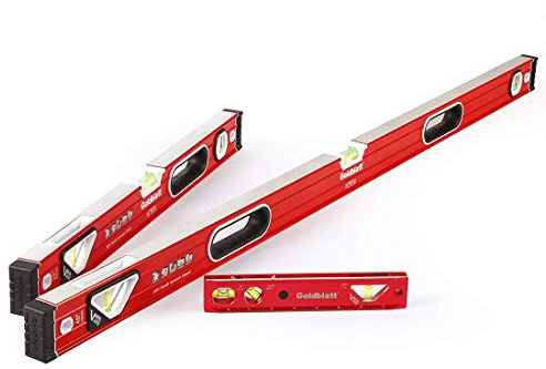 Goldblatt 3-Piece Torpedo Level Set - 9, 24, 48 Spirit Level Included, Aluminum Alloy Construction