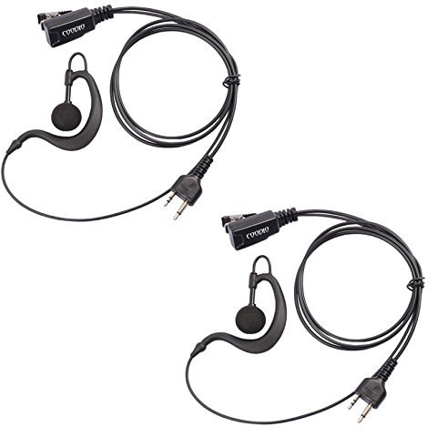 COODIO 2 x Ohrhörer 2 Pin G-Form Polizei Security Ohrhörer Headset [im Kabel integrierter PTT] Kopfhörer Mikrofon Kompatibel mit Midland Walkie-Talkie PMR