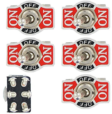 E Support™ 5 X Interrupteur Inverseur ¨¤ Bascule Levier en M¨¦tal ON/OFF/ON 6 Terminal Pin DPDT Poids Lourd 20A 125V 15A 250V