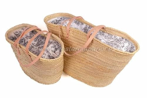 Cesteria Aparici | Capazo de palma con asas bandolera. Cierre tela en surtido de colores (55x28x35, E - GRIS)