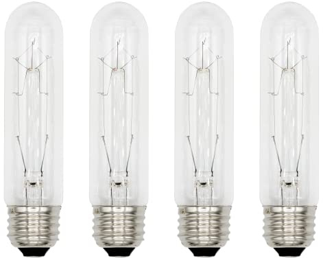 Creative Hobbies® 3090 (Pack of 4) 40T10/CL - 40 Watt T10 Clear Tubular - 120V - Medium (E26) Base - Incandescent Light Bulbs