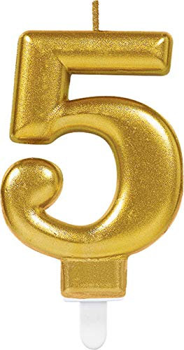 Adult Metallic Gold Candle Number 5