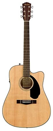Fender CD-60SCE Dreadnought Guitarra Acústica Electrificada, Natural, Incluye cursos virtuales gratuitos en Fender Play