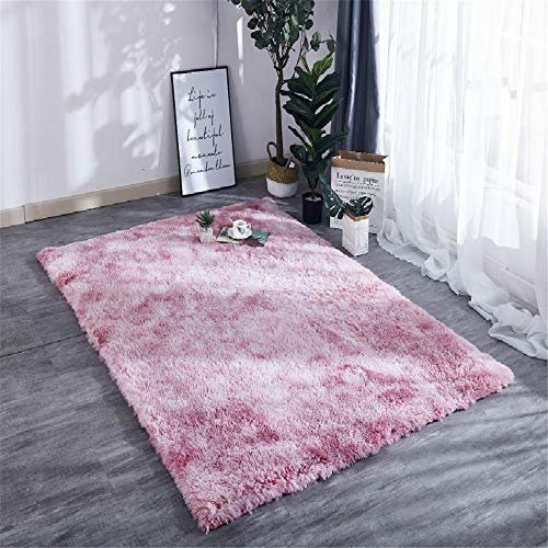 CAMAL Teppich, Rechteck Seide Wolle Künstlich Material Steigung Farbe Teppich für Wohnzimmer und Schlafzimmer (Rosa, 100 x 160 cm)