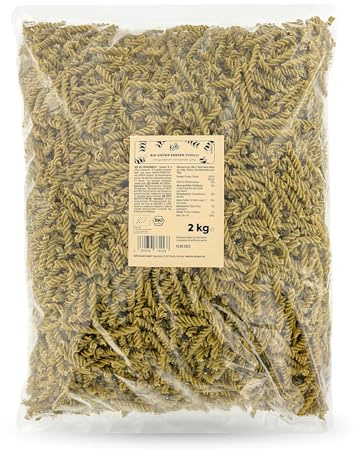 KoRo - Bio Fusilli aus grünen Erbsen 2 kg - Pasta aus Erbsen- und Leinsamenmehl - Proteinreich - 2 kg-Großpackung