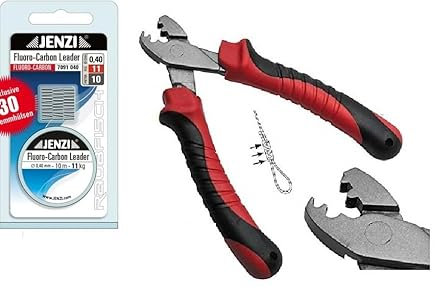 Fluoro - Carbon Set, 10 Meter inkl 30 Quetschhülsen, 0,40-0,70mm 11-27kg je nach Auswahl+ Quetschhülsen - Zange & gratis Petri Heil! Aufkleber (0,5mm 17kg)