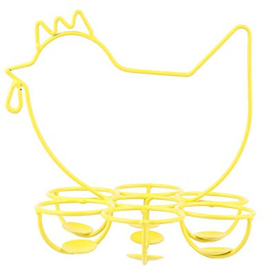 FBWSM Eierspender Eierkorb Metall Eierregal Eierhalter Eierbecher 7 Eier Aufbewahrung Eierablage Eierständer Eierspender Draht Osterkorb Eierbehälter Küche Korb Gelb