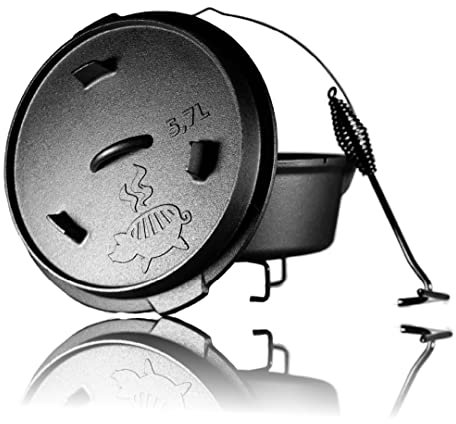 Grillschweine Dutch Oven 6QT (5,7 L ohne Füße) - BBQ Schmorofen - Gusseisen Feuertopf