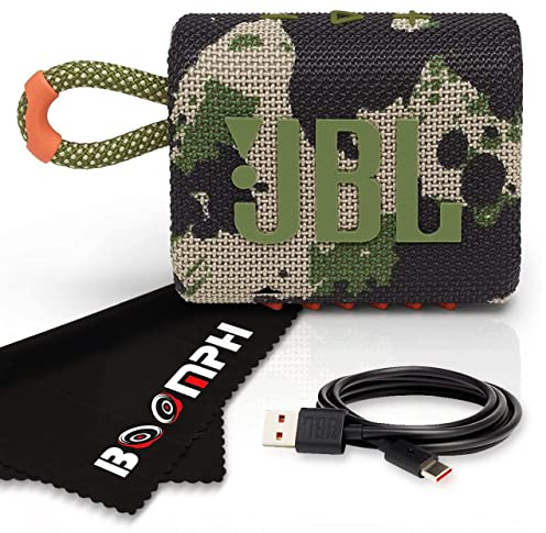 Boomph On-The-Go Kit: JBL Go 3 Portable Bluetooth Wireless Speaker, IP67 Waterproof and Dustproof Built-in Battery - Squad