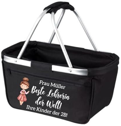 Einkaufskorb personalisiert mit Name und Beruf, Geschenk-Idee beste Freundin, Arbeitskollegin, Erzieherin, Abschieds-Geschenk