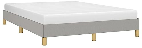 vidaXL Polsterbett Bett Doppelbett Bettgestell Bettrahmen Lattenrost Stoffbett Schlafzimmerbett Schlafzimmermöbel Hellgrau 140x200cm Stoff