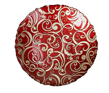 BRANDANI - Centrotavola Ciotola Tavola Natalizia Filo d'oro 32 cm Rosso Vetro 52741