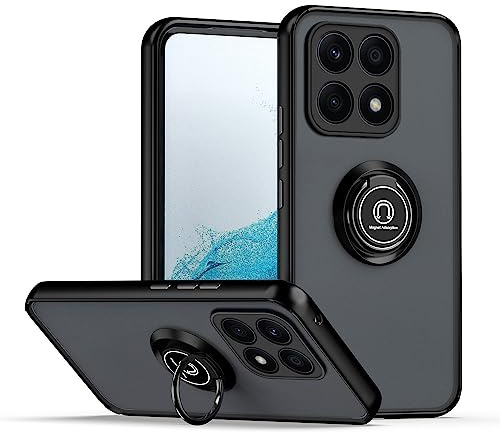 XINYEXIN Hülle für Honor X8a mit Ring Stnad Stoßfest Handyhülle Anti-Scratch Durchscheinend PC Back + Soft TPU Bumper Case Cover - Schwarz