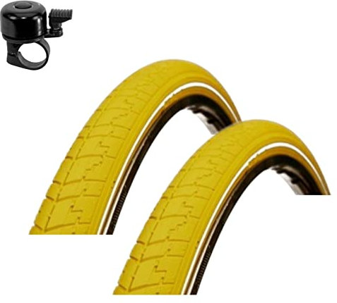 2 x DSI Fahrradreifen Reflex Gelb 40-635 (28 x 1 1/2) inkl. Fahrradklingel