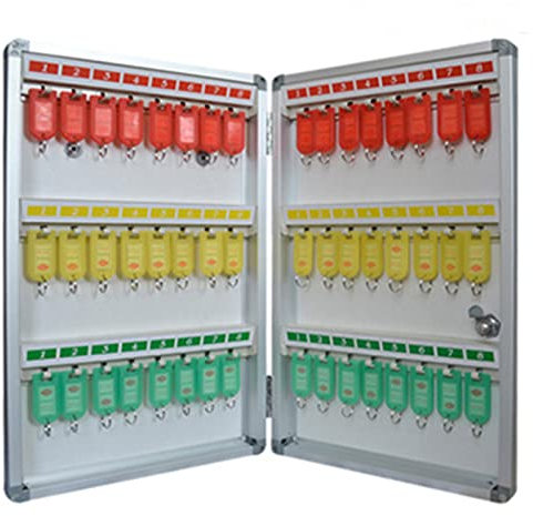Schlüsselbox für Hausschlüssel, Aluminiumlegierung, Schlüsselboxen für Unternehmen mit Schlüsselhaken und Anhänger, Schlüsselbox, tragbar, mit Befestigungslöchern, Schlüsselsafe für Auto, Silber, 48