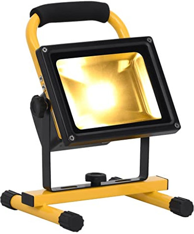 VACARX Wiederaufladbarer LED-Strahler mit Griff, 30 W, warmweiß, Artikelfarbe: Schwarz und Gelb