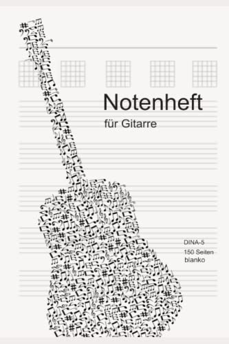 gitarre noten tabulatur: Notenheft für Gitarre: A5 - 150 Blanko Seiten Tabulatur Heft | Notenheft | Gitarre Tabulatur Block | Gitarrenheft | Eigenes ... Zubehör | blanko Gitarre Noten Songheft