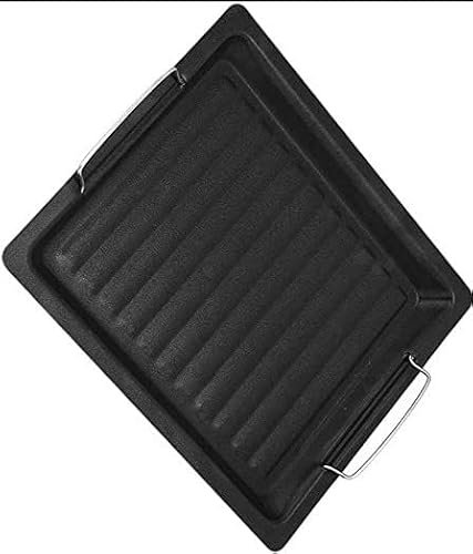 Bargain House – Non Stick Grill Pan 23cm – Square Pan – Cast Aluminium Griddle Pan - Cook Burgers, Steak, Meat, and Vegetables - Stable Handles - Fat-Free Fryer - Strong & Sturdy – Black