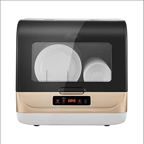 Table Top Dishwasher with 6 Place Settings Freestanding Dishwasher Compact with LED Display Rotary Spray 360° Azimuth Multifunctional Kitchen Washing for Dishes/Fruits/Vegetables/Glasses ( Color : Gol