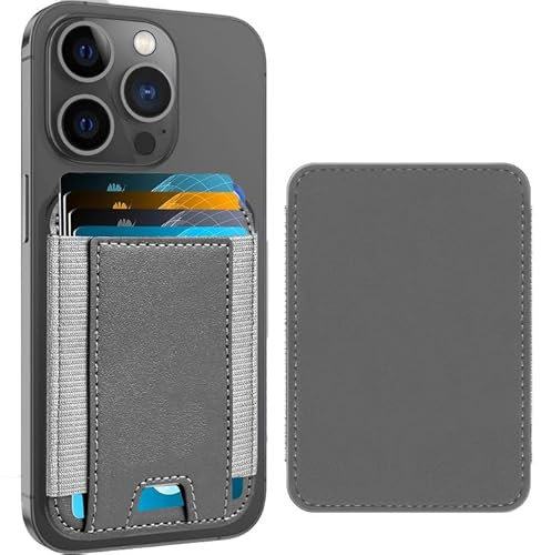 XIXKOLYU® Tarjetero Magnético MagSafe para iPhone 12/13/14 - Soporte para Tarjetas, Cartera de Piel Compatible con 6 Tarjetas, Color Gris