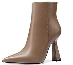 QUEEN HELENA Tronchetti con Tacco Stivaletti a Punta Donna K3284 (Beige, Sistema Taglie Calzature EU, Adulto, Donna, Numero, Media, 39)